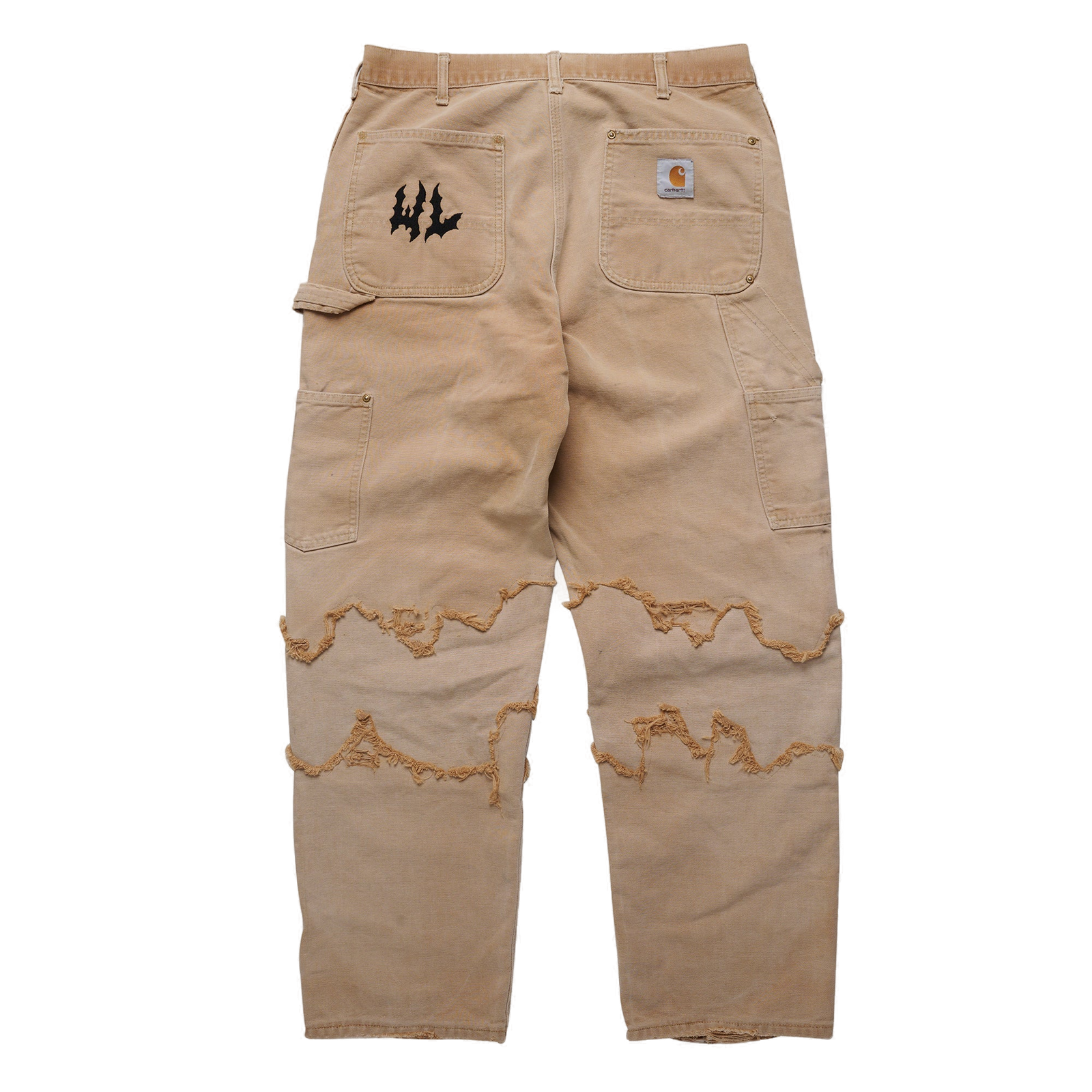 Barbed Wire Reconstructed Vintage Carhartt Double Knee Pants - Tan - clean background