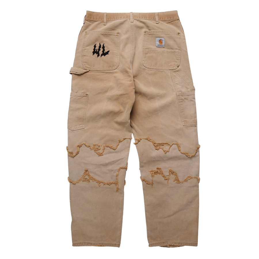 Barbed Wire Reconstructed Vintage Carhartt Double Knee Pants - Tan - clean background