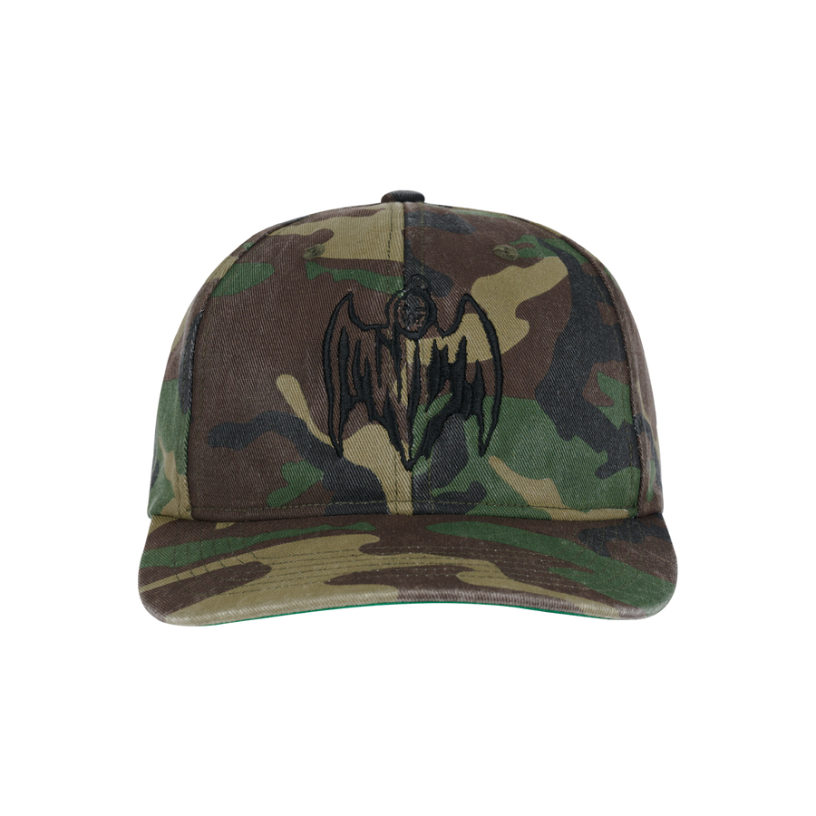 Bat Reaper Hat - Black/Woodland Camo