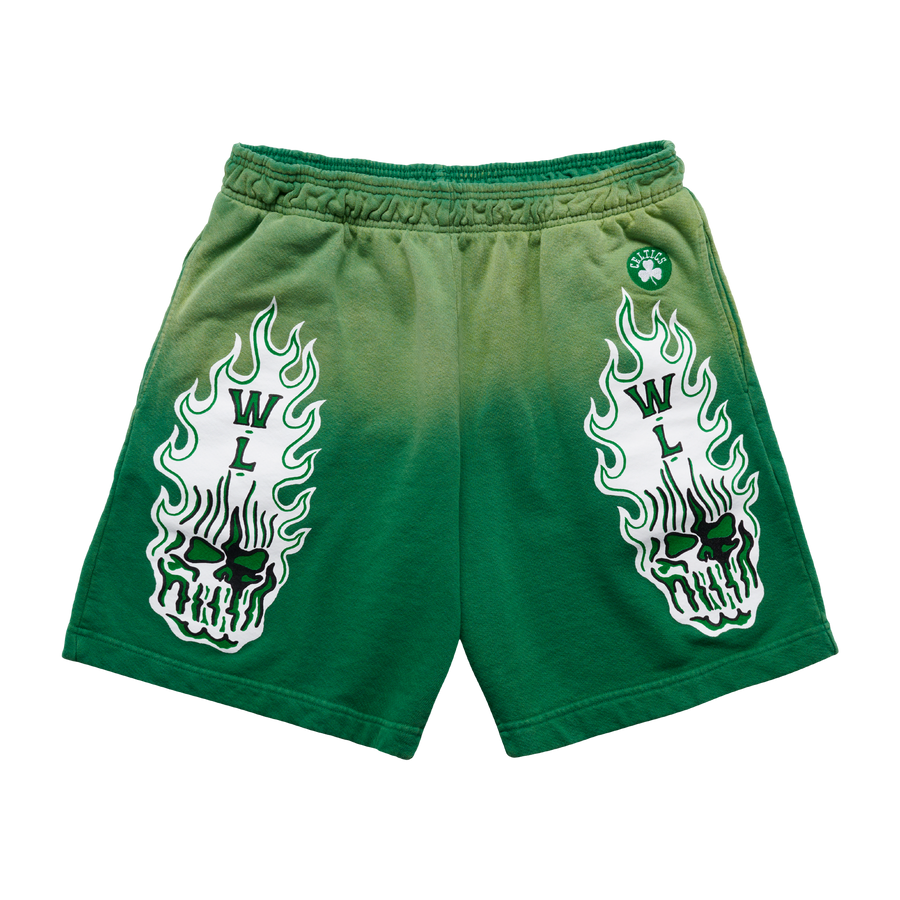 Boston Celtics Flaming Skull Shorts