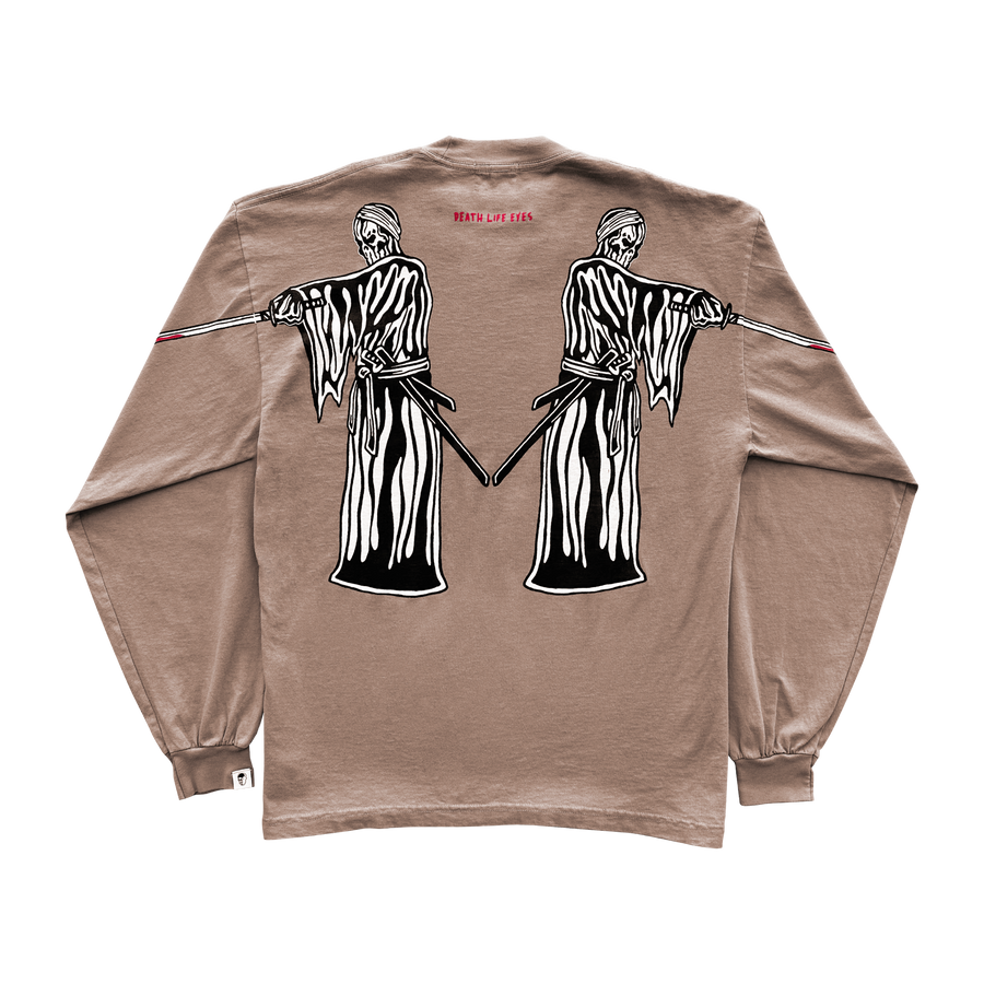 Double Samurai Long Sleeve T-Shirt - Faded Brown