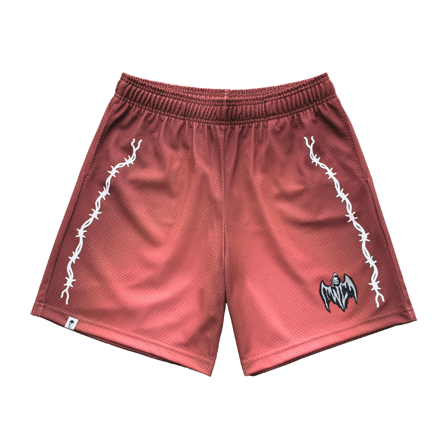 Bat Reaper Mesh Shorts - Sunfaded Red