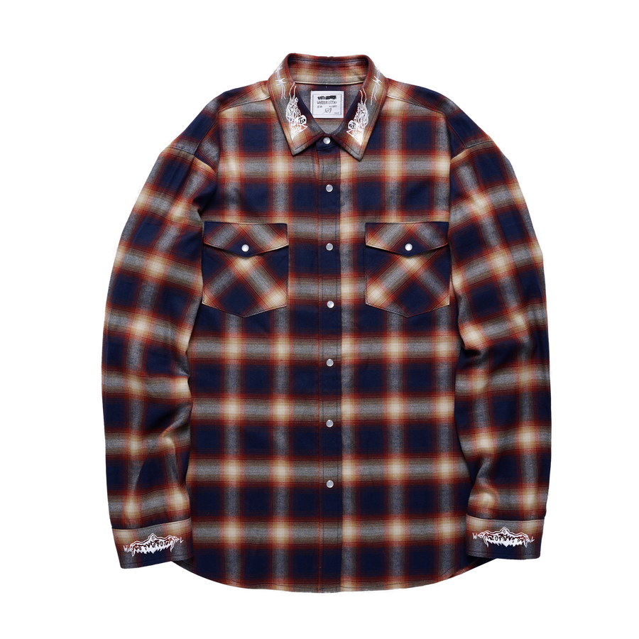 Reaper Japanese Plaid Shirt - Blue/Gold - clean background