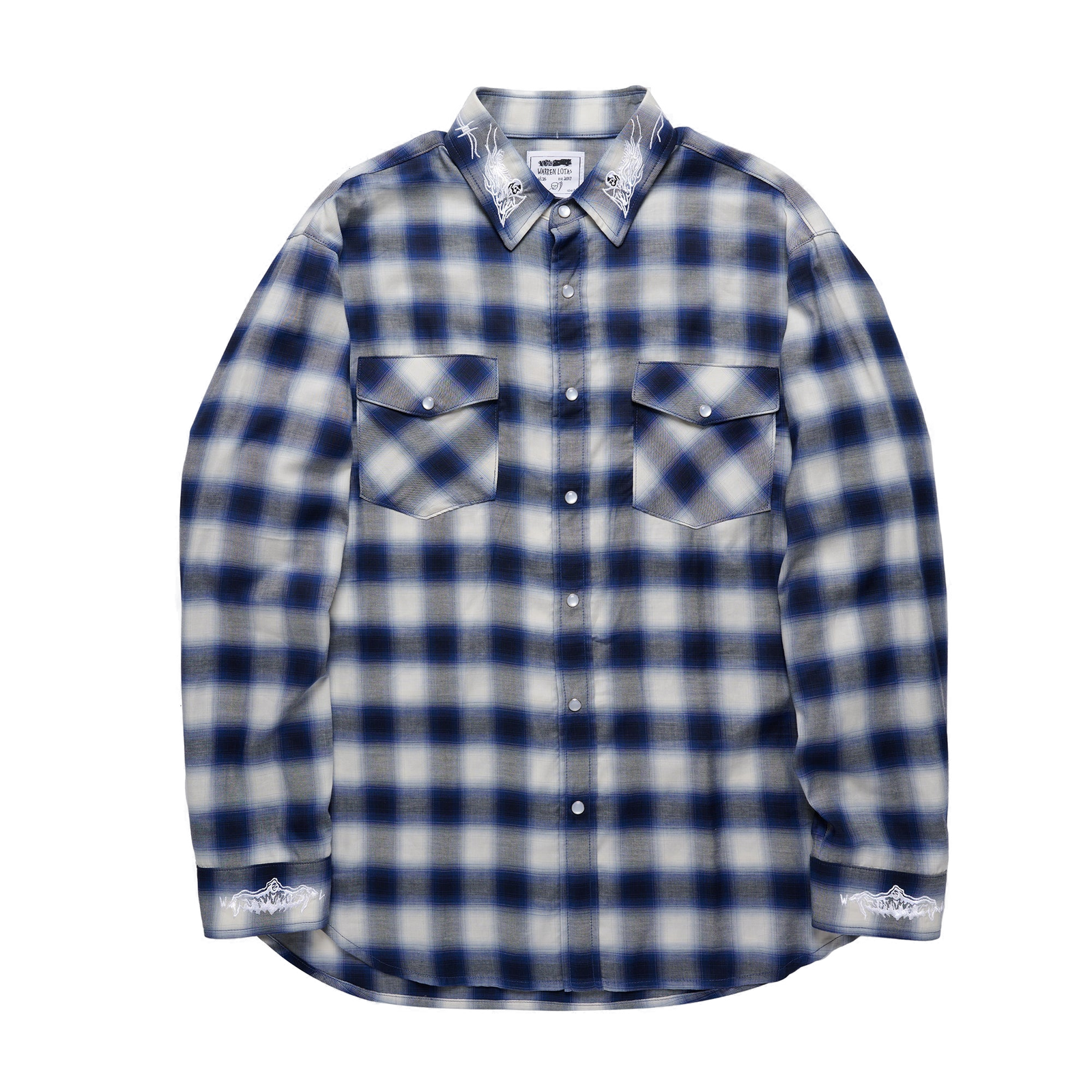 Reaper Japanese Plaid Shirt Blue/White - transparent background