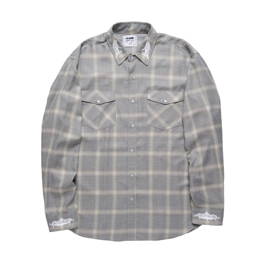 Reaper Japanese Plaid Shirt - Gray/Cream - clean background