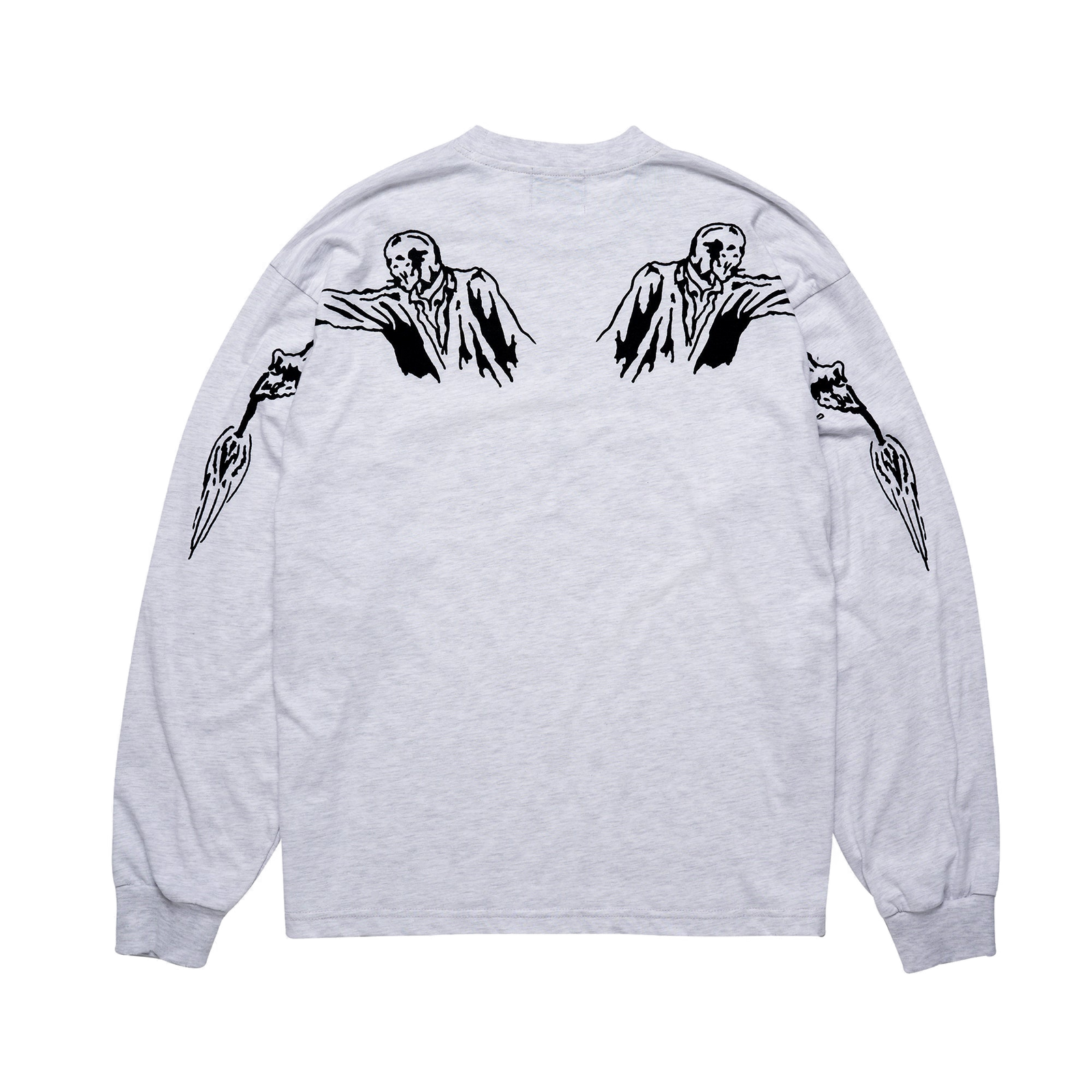 Long Arm Long Sleeve T-Shirt - Heather Grey - clean background