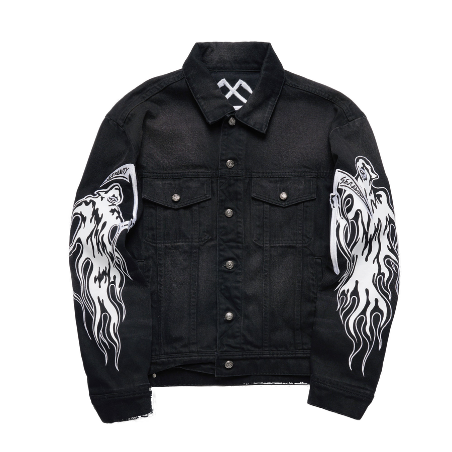 Reaper Denim Trucker Jacket - Faded Black - clean background