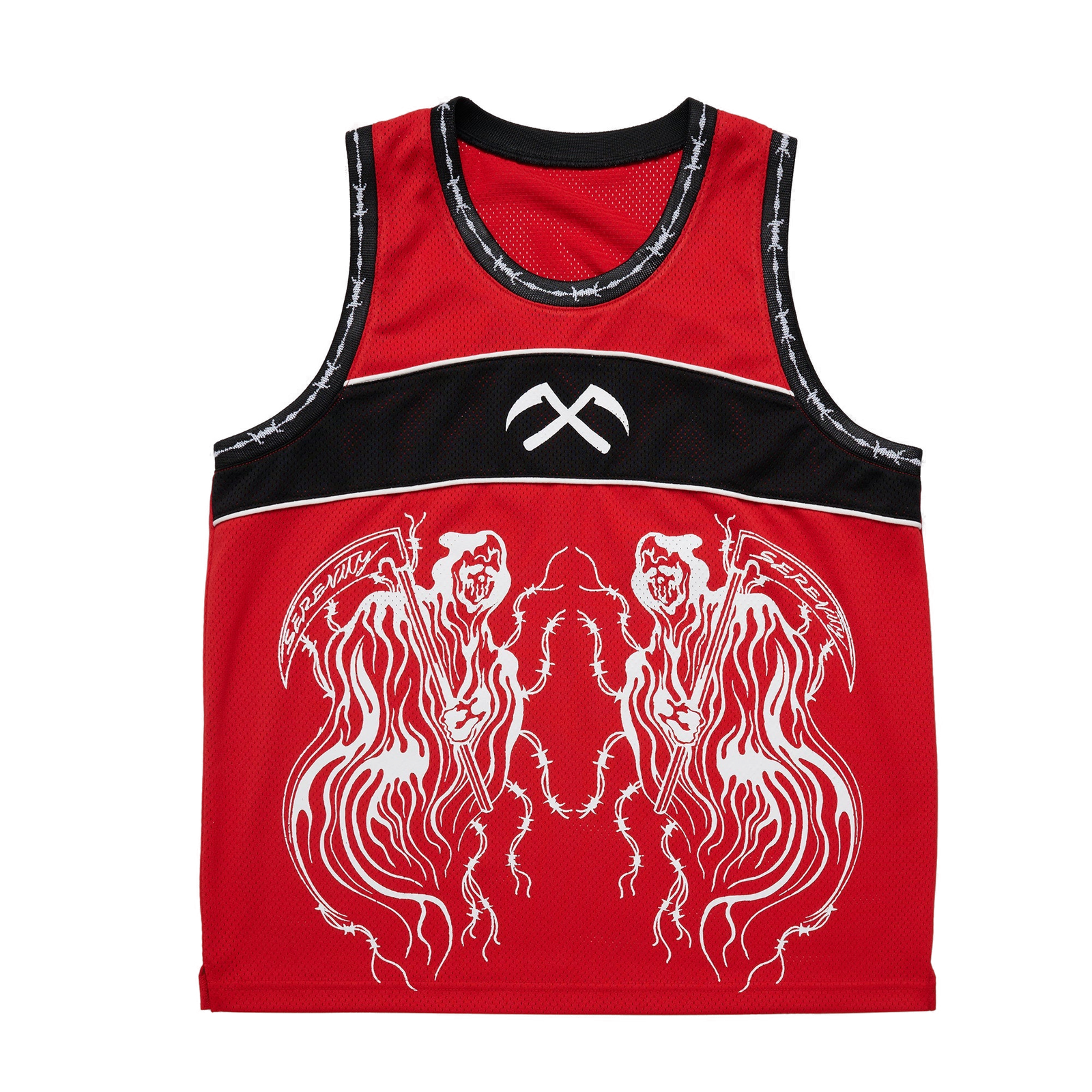 Reaper Face Off Basketball Jersey - Red - clean background