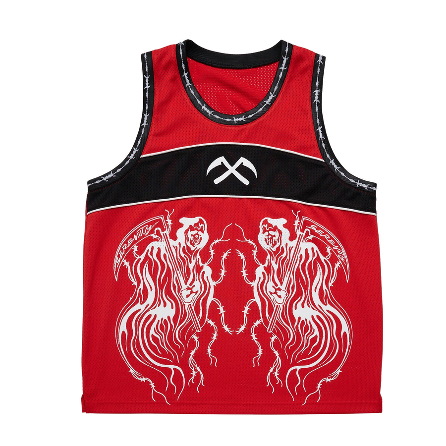 Reaper Face Off Basketball Jersey - Red - clean background