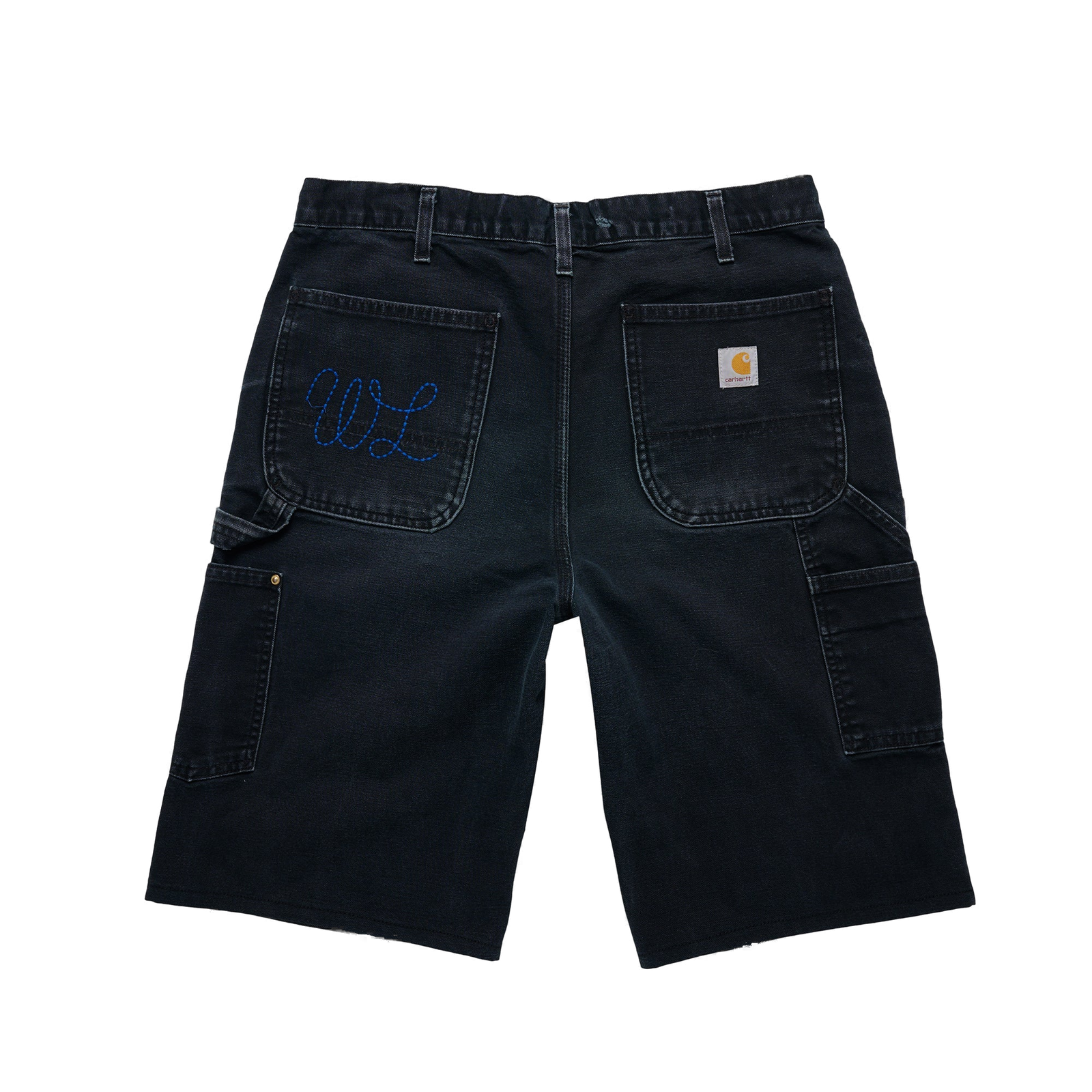 Serenity Vintage Carhartt Double Knee Shorts - Black/Royal Blue - clean background
