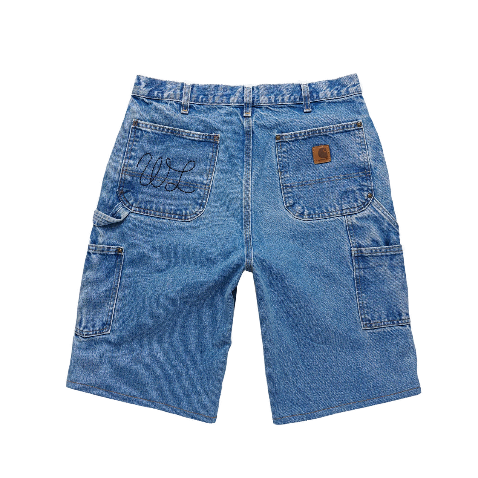 Serenity Vintage Carhartt Double Knee Shorts - Blue Denim/Black - clean background
