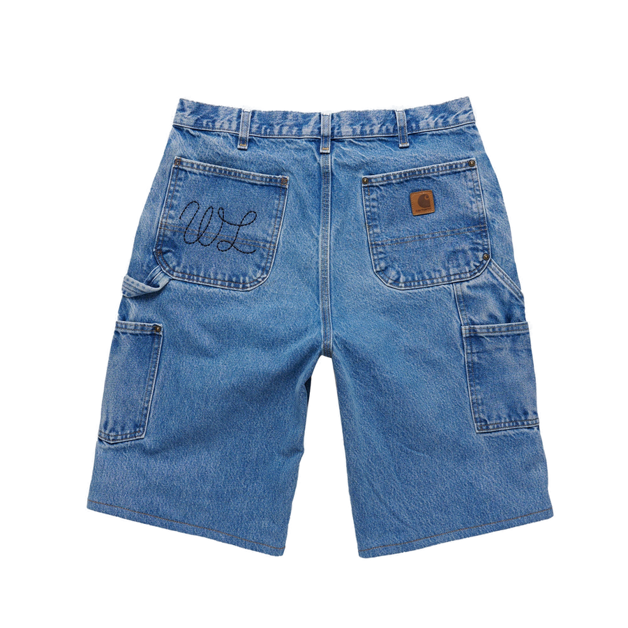 Serenity Vintage Carhartt Double Knee Shorts - Blue Denim/Black - clean background