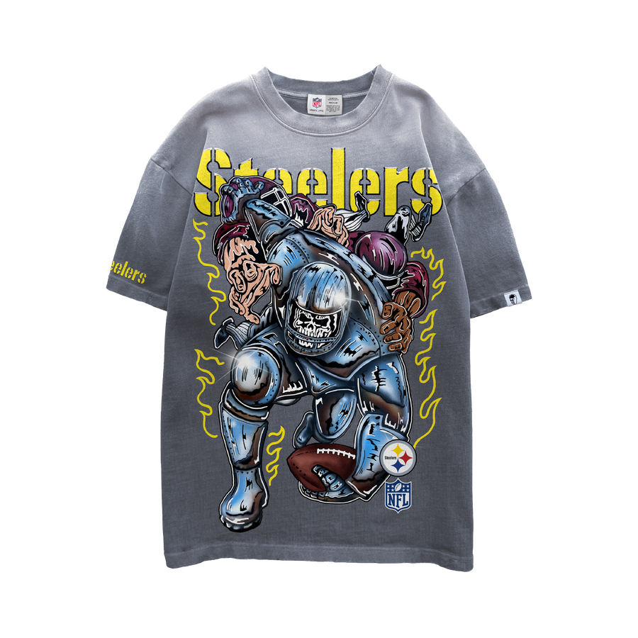 Steelers Charge T-Shirt - Faded Grey